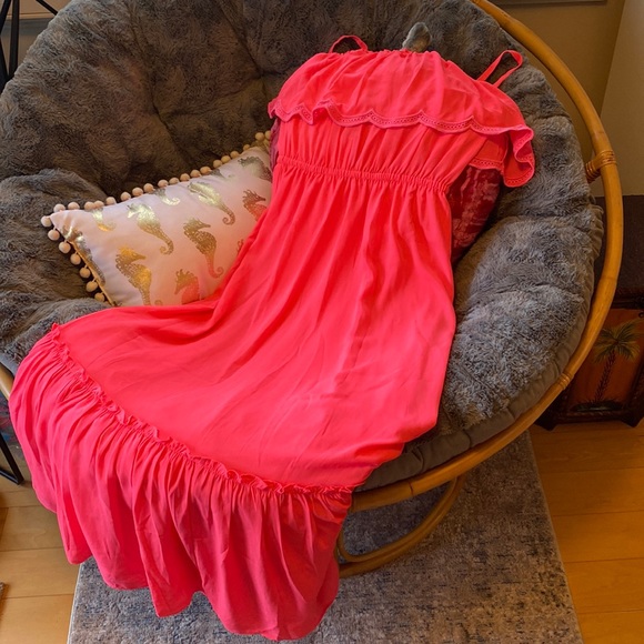 Lilly Pulitzer Adia Neon Pink Maxi Dress NWT - Picture 1 of 6